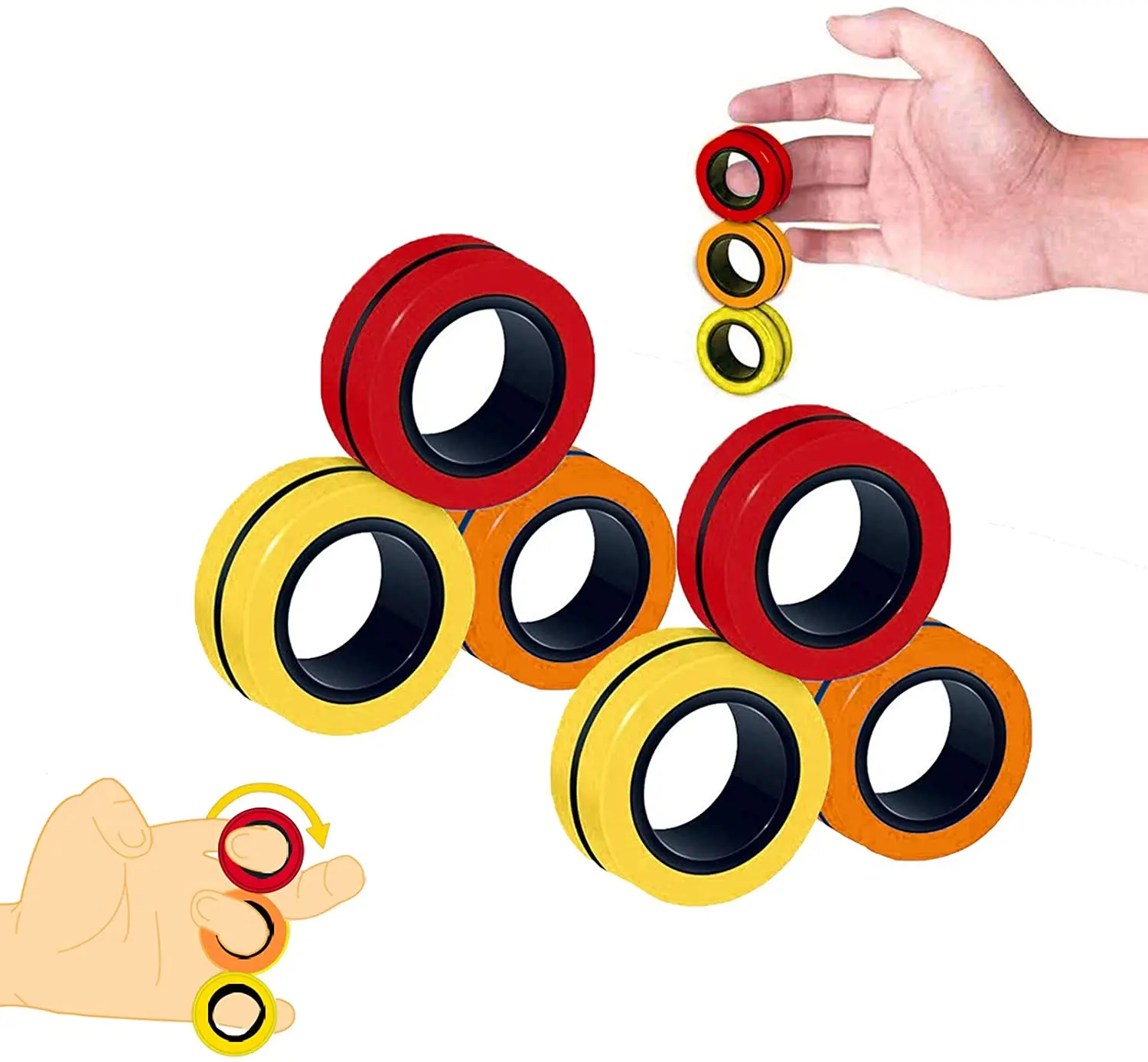 

Hot 3PCS Magnetic Spinne Fidget Ring Spinner Magnet Fidget Toys Unzip Antistress for Children Adult Magnetic Spinner Rings Toys
