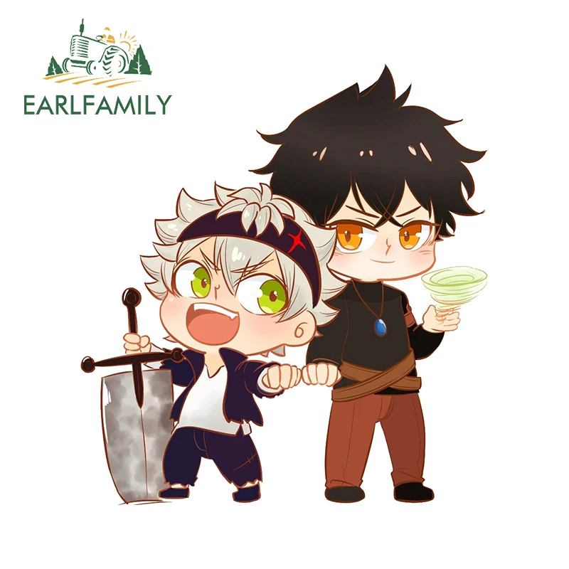 

EARLFAMILY 13 см x 12 см для черного клевера, забавные автомобильные наклейки, аниме наклейка, граффити, холодильник, водонепроницаемый декор