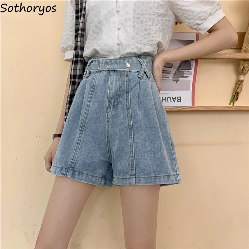 

Shorts Women Denim Fashion Vintage Casual Simple Student Solid Korean Style All-match Streetwear High Waist Retro Ins Popular