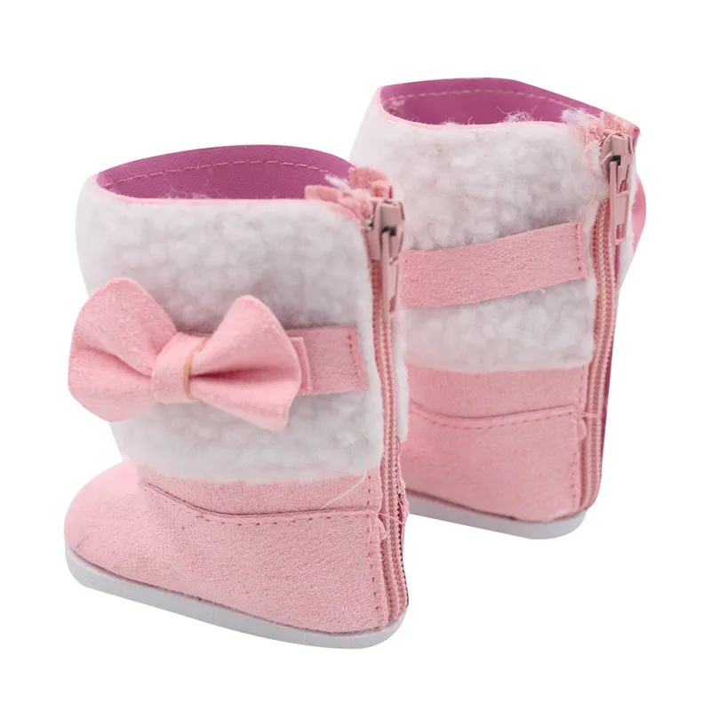 10 Color Choose,Handmade 7cm Plush Doll Winter Snow Boots For 18 Inch American & 43 Cm Baby New Born Doll Shoes and Accessories images - 6