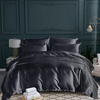 european style double bed satin three piece bedding king size bed simple color synthetic fiber quilt cover pillowcase