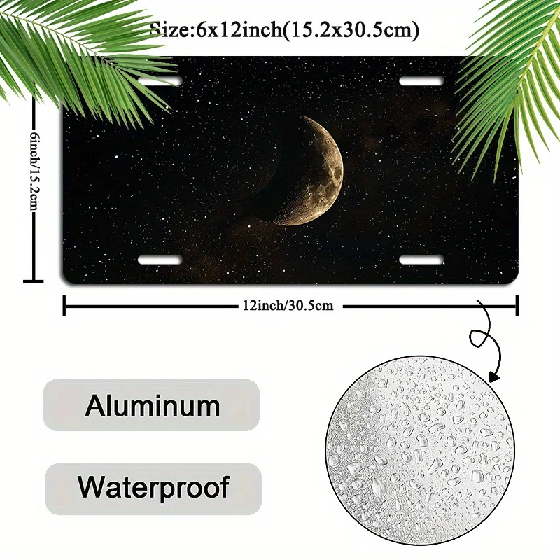 w kształcie półksiężyca aluminiowa tablica rejestracyjna trwała odporna na warunki atmosferyczne idealna do dekoracji samochodu i prezentów -