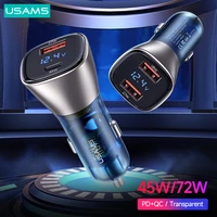 USAMS 72W 45W Fast Car Charger 3 0 AFC FCP Digital Display Qucik Charger For iPhone iPad Xiaomi Huawei Samsung Phone