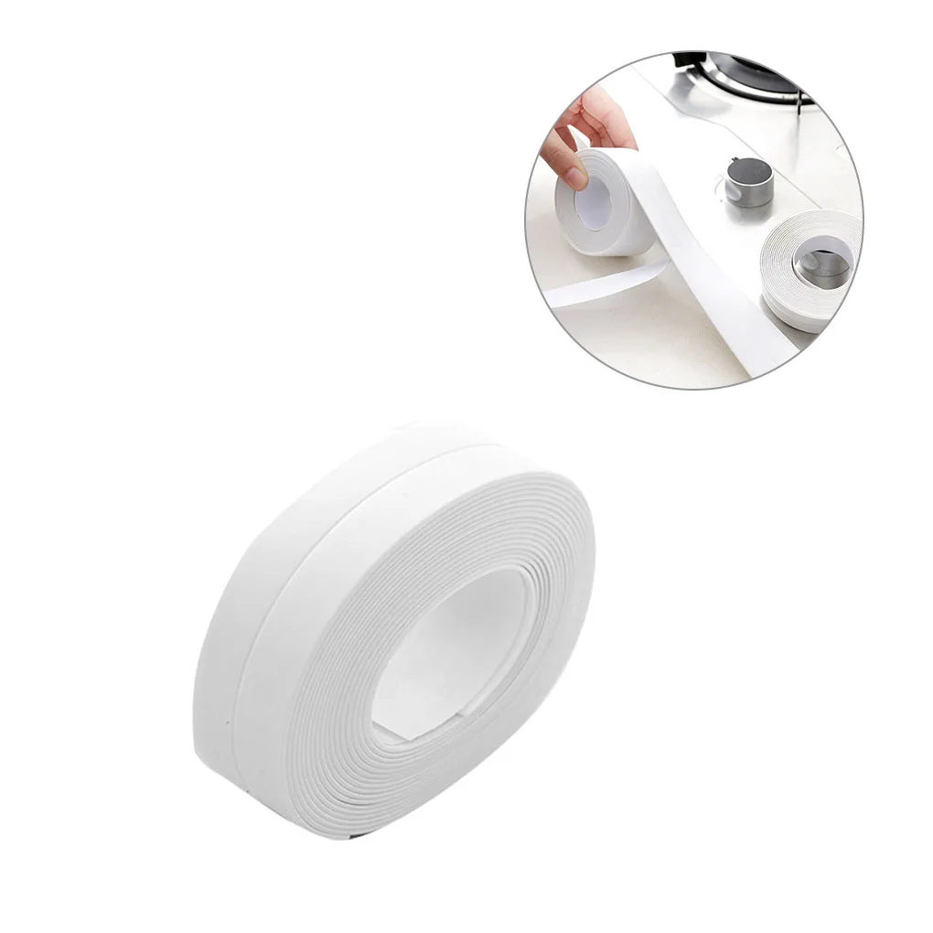 

Wall Caulk Strip Tub Bath Sealing Tape Kitchen Bathroom Wall Edge Waterproof PVC Sealing Sticker, White, Small