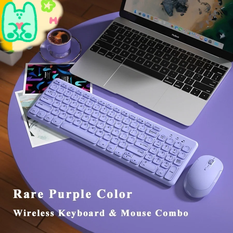 

HSYK Wireless Keyboard & Mouse Combo Rare Purple Color USB Receiver Portable Computer Keyboard for Windows & Mac OS Systems