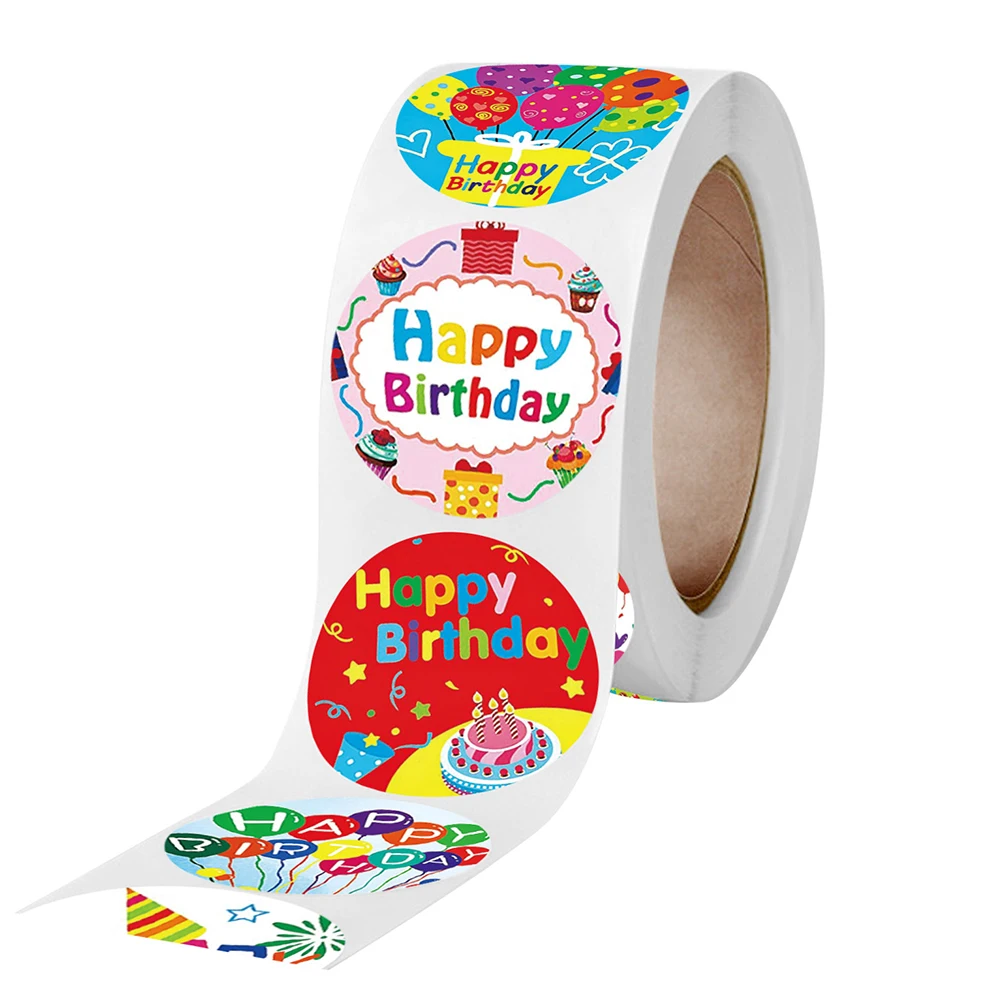 

500pcs 1inch Round For Cards Envelope Paper DIY Craft Self Adhesive Sealing Stickers Roll Holiday Wedding Happy Birthday Labels