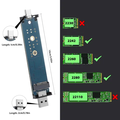 Корпус для M.2 SSD IRhasta алюминиевый USB 3.1 Gen 2