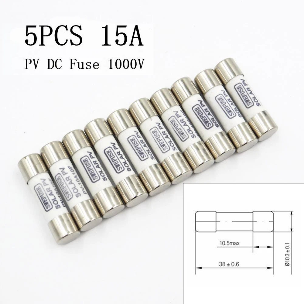 

5pcs PV DC Fuses 10*38mm 1000V With Circuit Protection For Fuse Boxes Cookware Small Shower Circuits Sockets Small Fuses