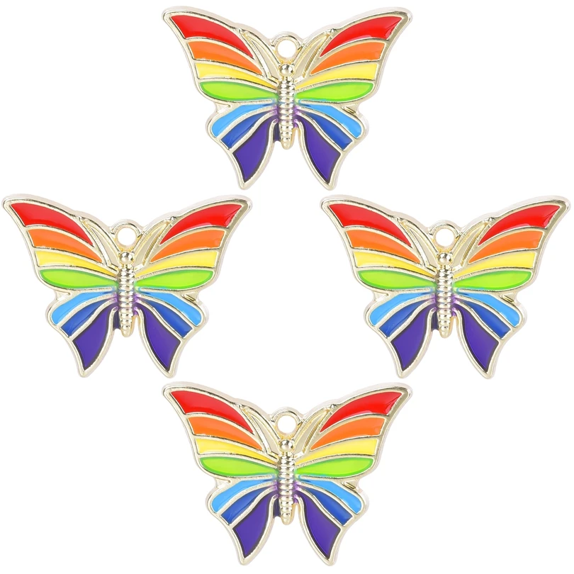 

5pcs/Lot Rainbow Enamel Charm Butterfly Pendants For Jewelry Making Charms Pendant Animal DIY Necklace Earrings Fashion Supplies