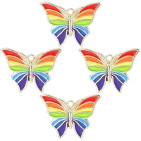 5pcslot rainbow enamel charm butterfly pendants for jewelry making charms pendant animal diy necklace earrings fashion supplies