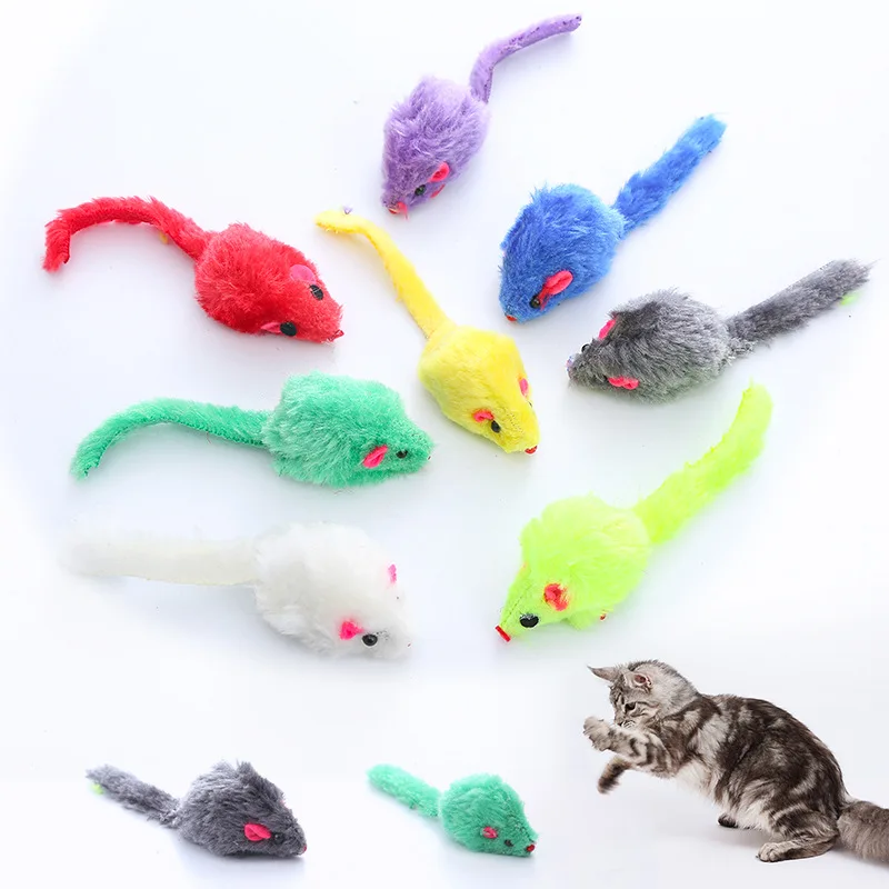 

1PC Colorful Mouse Cat Toy Bite Resistant Molar Plush Mice Toy Funny Kitten Playing Fleece False Mouse Pet Training Supplies