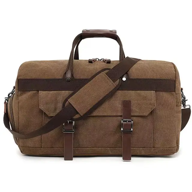 Vintage Large-capacity Multi-pocket Crossbody Travel Long-distance Canvas Luggage Bag Men's Handbag 2