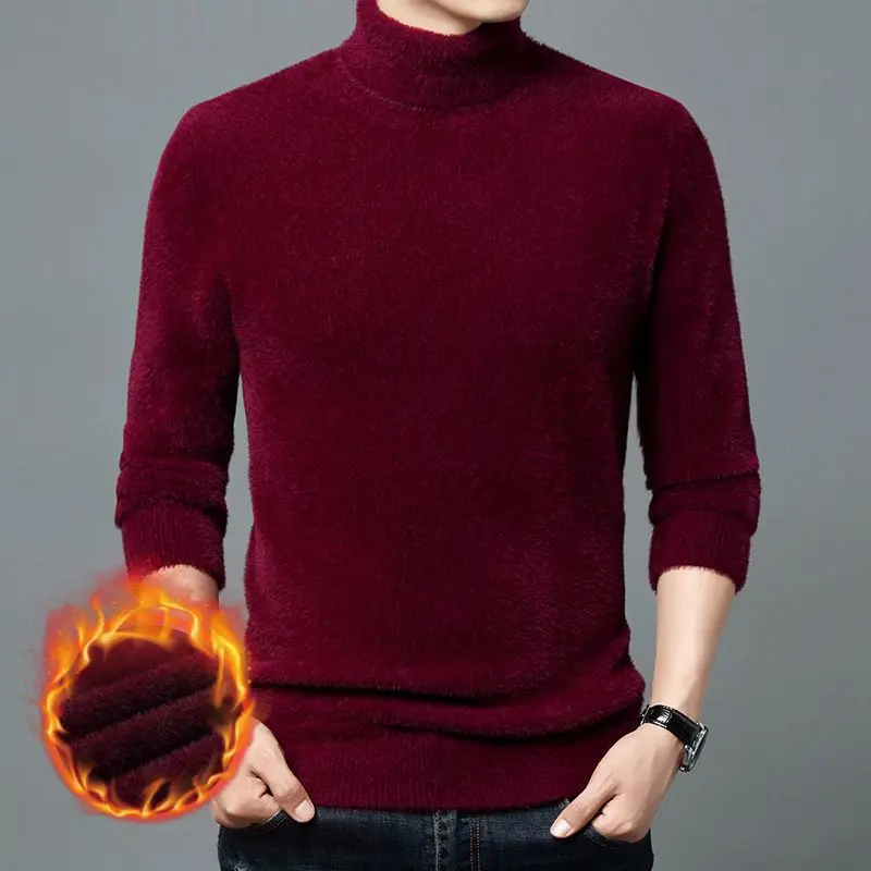 New Autumn/Winter 2022 men's Half-Turtleneck Long-Sleeved Pullover Anti-Mink Thickened Warm Knit Base P8016