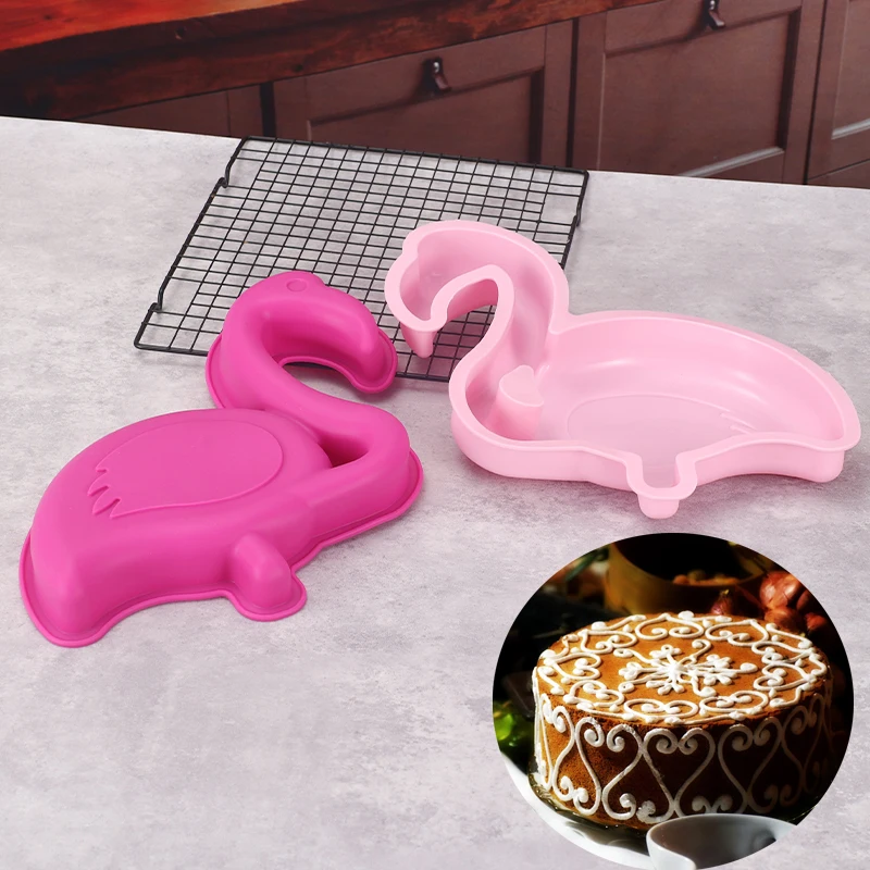 33.5*18*4CM 3D Flamingo Silicone Cake Molds Birthday Cake Pan Bakeware Mold Fondant DIY Cake Decorating Baking Pan Tool