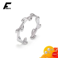 trendy 925 silver jewelry ring leaf shape open finger rings for women wedding engagement anniversary party accessories wholesale