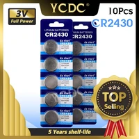 ycdc 10pcs button battery cr2430 3v electronic lithium coin cell batteries dl2430 br2430 ecr2430 kl2430 ee6229 watch toy