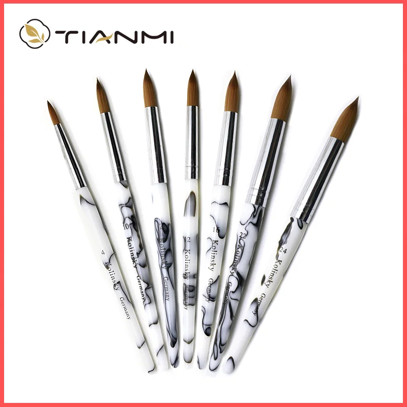 Acrylic Nail Brushes Kolinsky Hair Nail Art Tool Manicure Set Carving Painting Pens For Nail Beginner