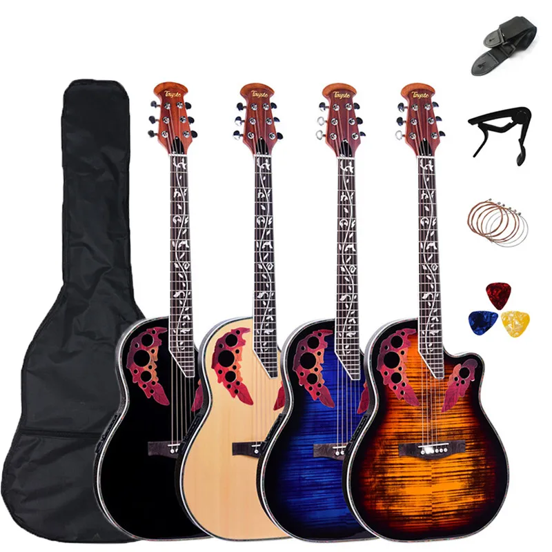 

41 Inch Folk Guitar 6 String Electric Acoustic Guitar Spruce Rosewood Fingerboard Crack Concert Musical Instruments LSL125YH