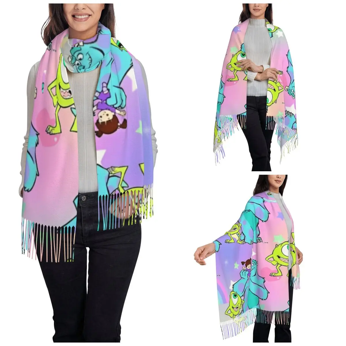 Женский шарф Monsters Inc Power Company зима-осень кашемировая шаль длинные большие шарфы с