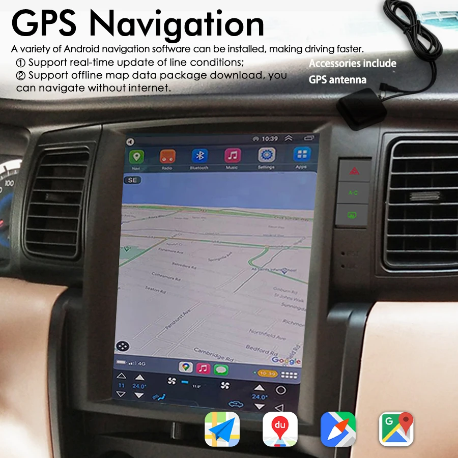 Автомобильный мультимедийный видеоплеер с радио и экраном 10 4 дюйма Тесла для TOYOTA