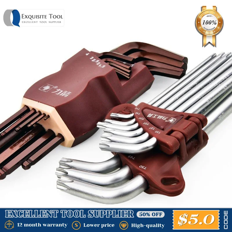 

Комплект двусторонних шестигранных ключей, с шаровой головкой, с шестигранной головкой, 9 шт.