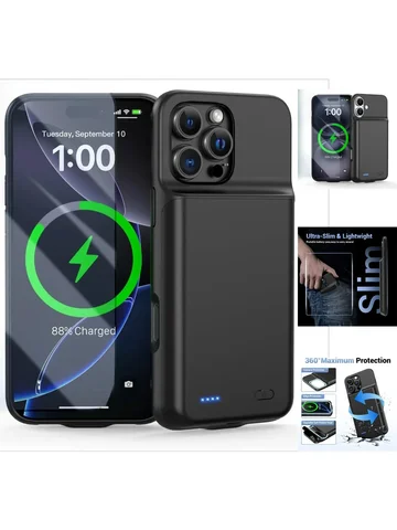 Для iPhone 16 Pro Max/16 Pro/16E/16 Plus умный чехол для зарядного устройства аккумулятор Power Bank внешняя крышка для зарядки bateria
