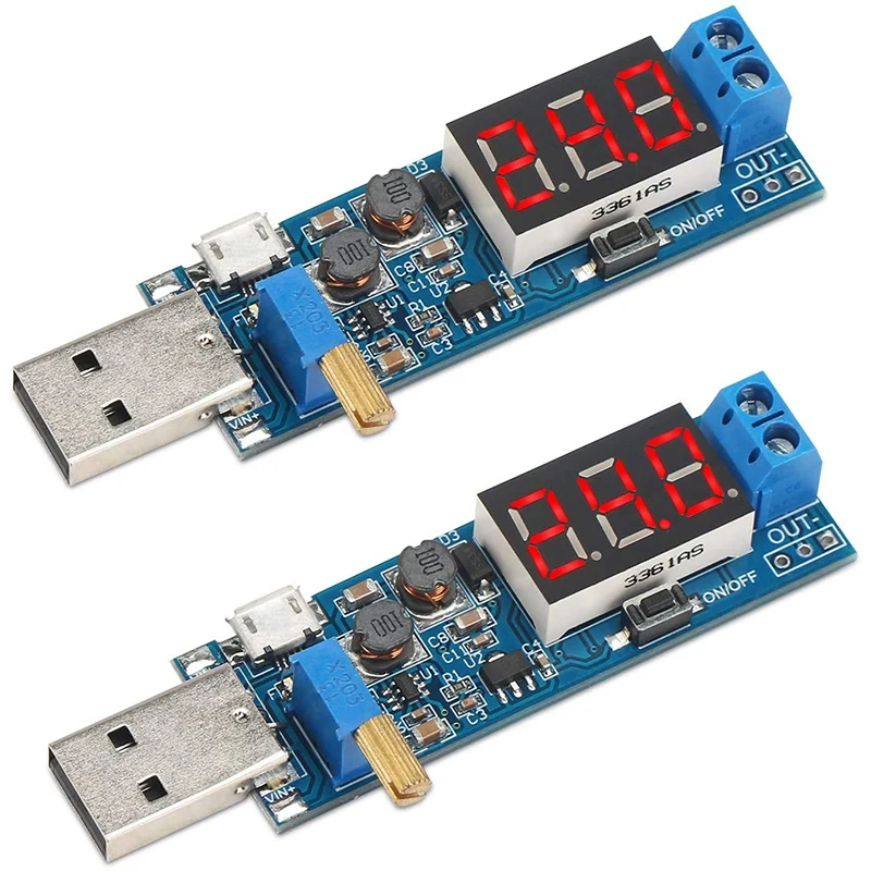 

USB Input Regulator, 2Pcs DC 3.5V-12V To 1.2V-24V Buck Boost Converter Board, 3.3V 5V 9V Adjustable Output Power