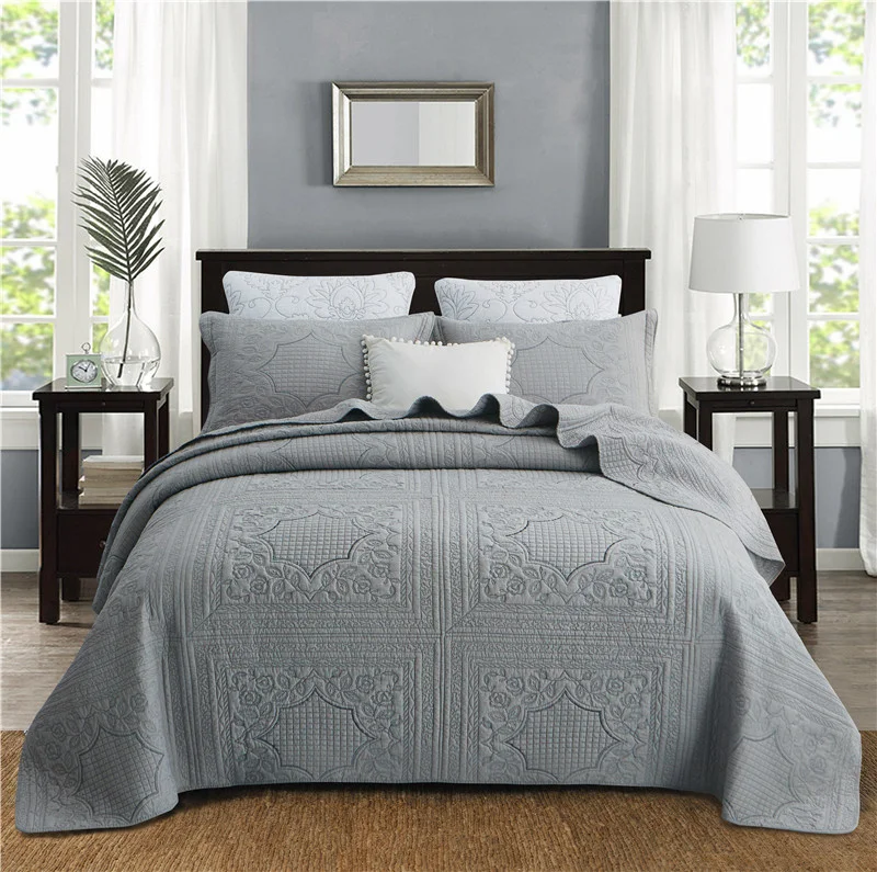 

3/5 Pieces 100%Cotton Ultra Soft spread Coverlet with Pillow Shams, Shabby Chic Reversible spread Bed cover set