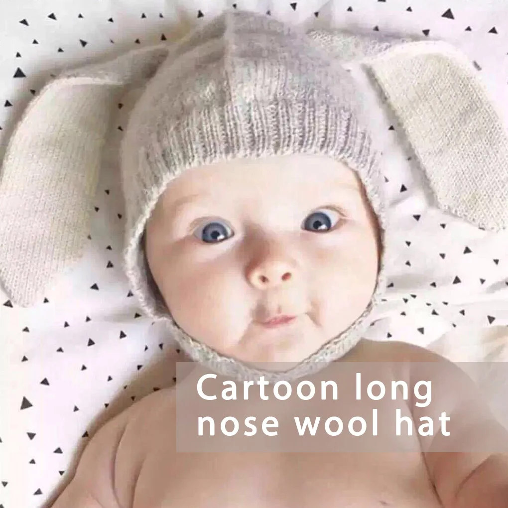 aby królik z długimi uszami czapka dzianiny maluch niemowlę króliczek typu beanie dziecięca jesienno-zimowa
