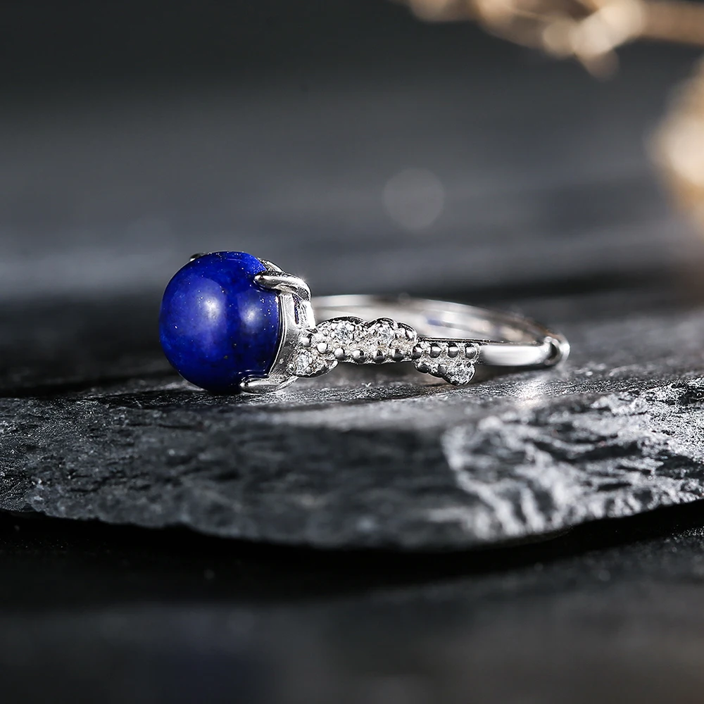 8*8 мм натуральный камень лазурит кольцо из стерлингового серебра 925 пробы