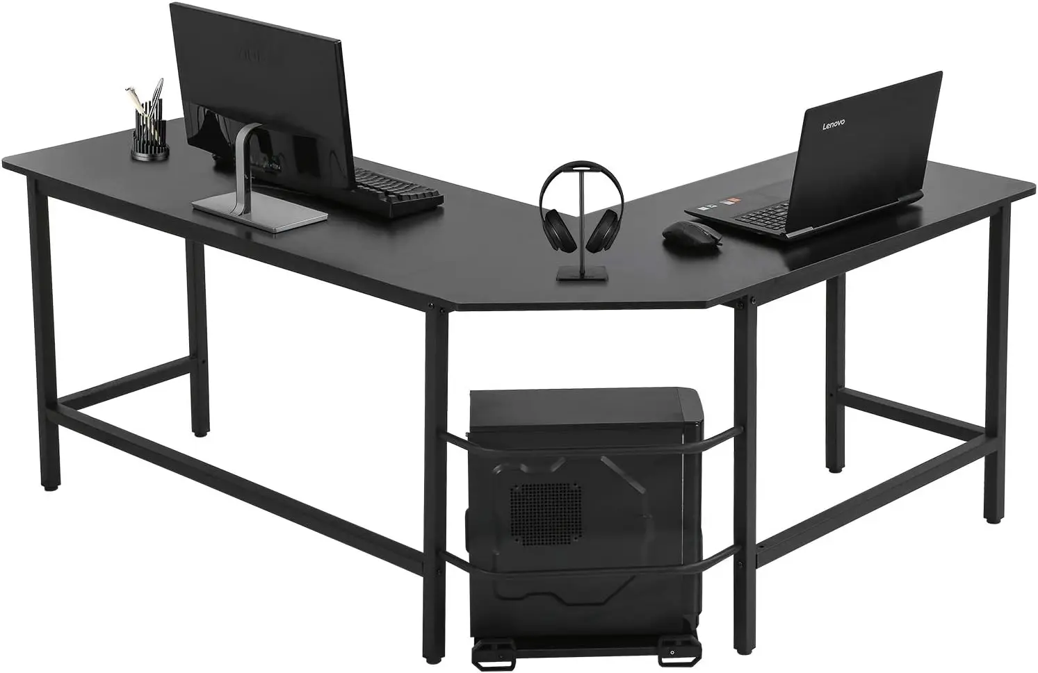 

Desk L Shaped Gaming Desk Corner Office Desk PC Wood Home Large Work Space Study Desk Workstation,Black