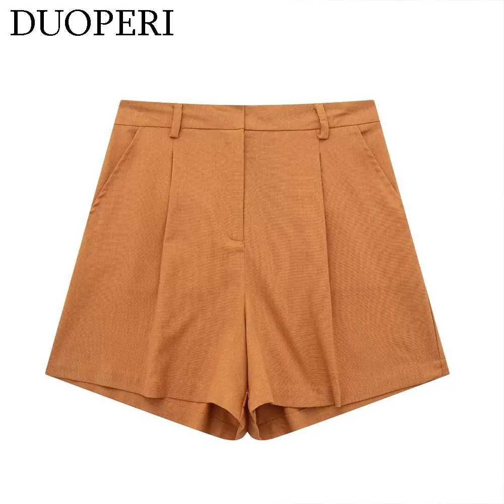 Sherouse женские льняные шорты в повседневном стиле трапециевидной формы с высокой