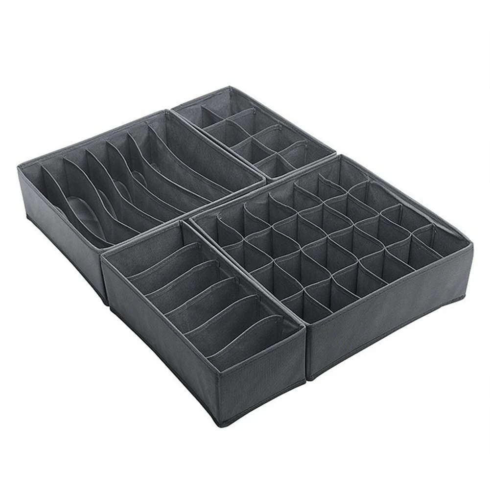 

4-Pieces Clothes Drawer Organisers Divider - Foldable Wardrobe Organiser - Underwear Storage Boxes for Bras, Clothes