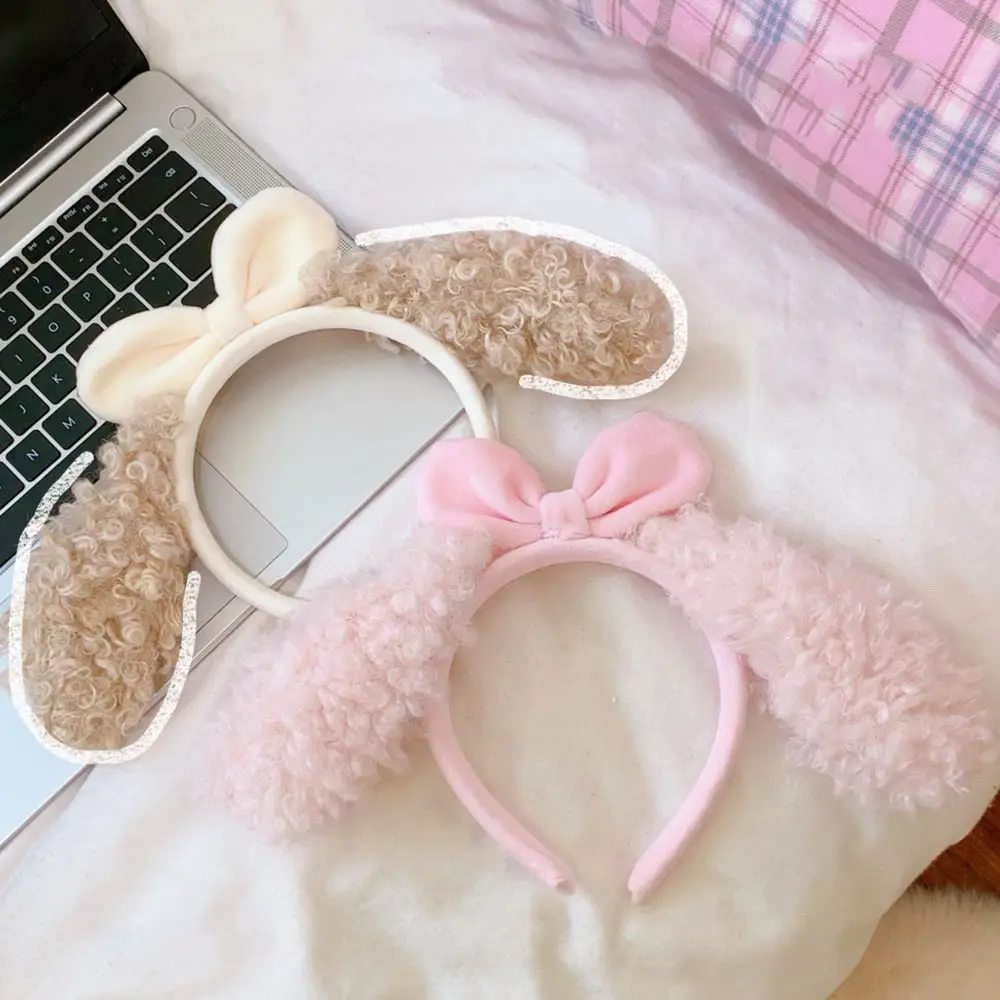 

Cute Simple Head Hoop Plush Dog Ears Headwear Women Hair Hoop Hair Accessories Bow Hairband Korean Style Headband
