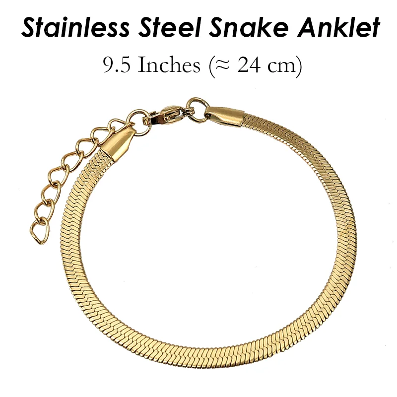 10 x Плоский браслет-змейка из нержавеющей стали с елочкой золота и серебра для