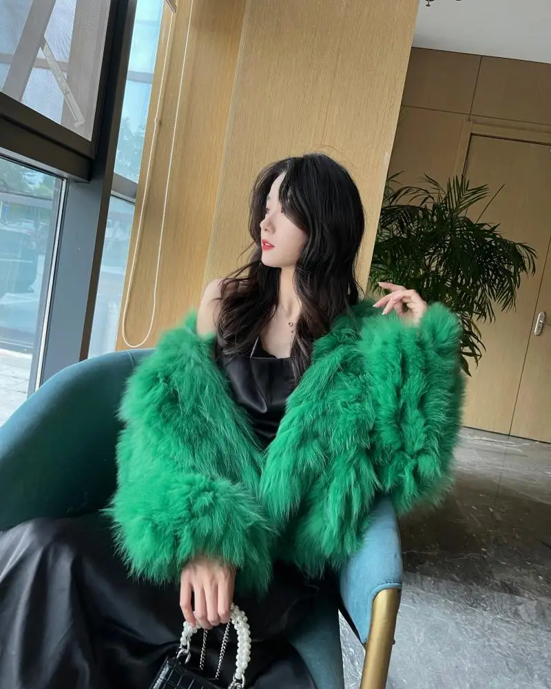Nagodo Faux Fur Women Coat 2022 Autumn Winter Thicken Warm Slim Short Furry Teddy Coat Navy Collar Fake Fox Fur Overcoat