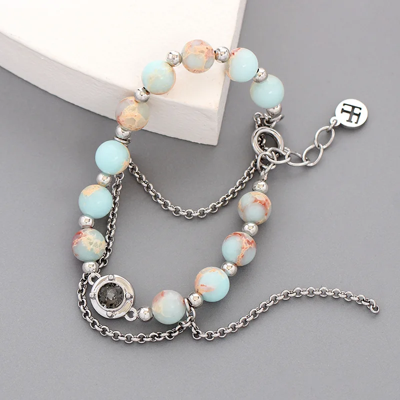 

Новый корейский модный стиль аксессуары оригинальный дизайн браслет из натурального камня ожерелье цепочка для свитера с кисточкой для же...