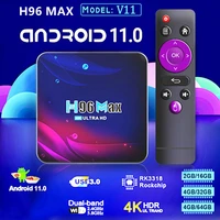 h96 max v11 smart set top box android 11 0 rk3318 4g 64gb 4k hd 1080p google play 5g wifi bluetooth tv receiver media player