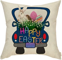 easter farmhouse home d%c3%a9cor vintage truck rabbit leopard egg daisy sign decorative throw pillow cover happy easter spring