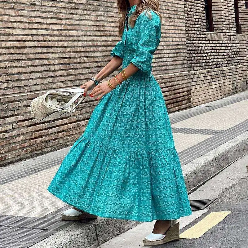 

Весеннее женское Повседневное платье-рубашка с длинным рукавом и принтом