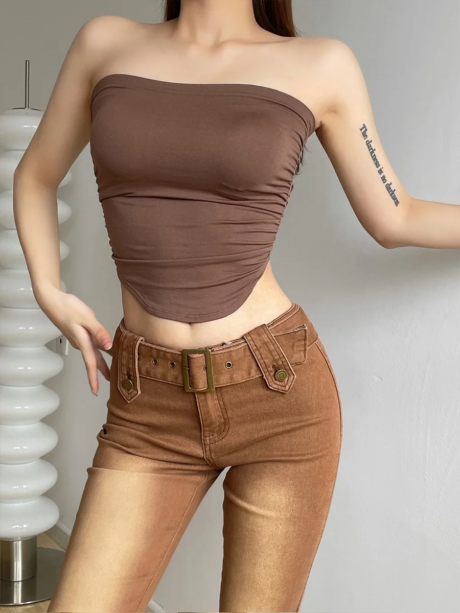 

Женский бюстгальтер TVVOVVIN в европейском и американском стиле ретро, пикантный Бюстгальтер для девушек, однотонный Тонкий Топ с подкладками для груди, модный топ K0QE, лето 2023