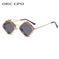 oec cpo punk square sunglasses men women fashion metal small frame sun glasses female steampunk eyeglasses uv400 shades eyewear