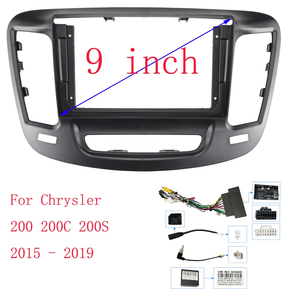 Рамка автомобильного радио Fascias для Chrysler 200 UF 2014-2019 9-дюймовая 2DIN стерео панель