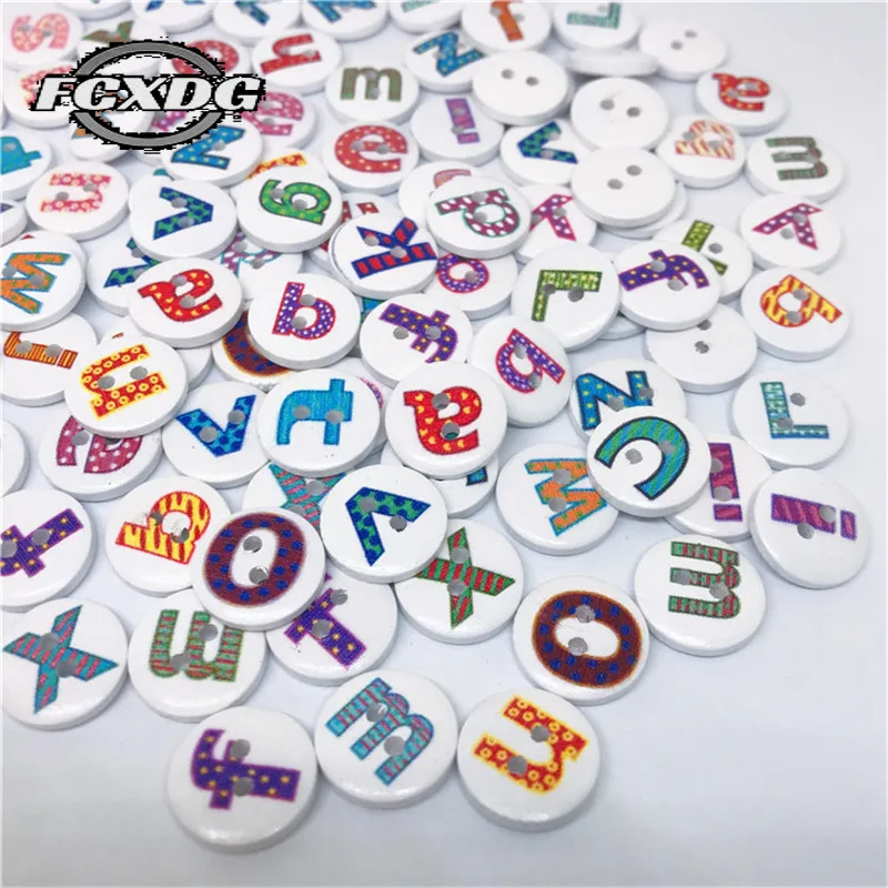 

50pcs Letter Pattern Sewing Accessories Buttons Upholstery Furniture Buttons Wooden Sewing Buttons Gift Card Decor DIY Supplies