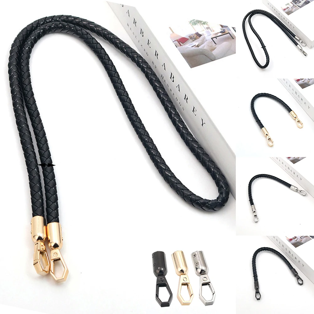 

30-120cm PU Leather Braided Rope Handles For Handbag Woven Bag Belt Shoulder Bag Strap DIY Bag Accessories With Alloy Buckle