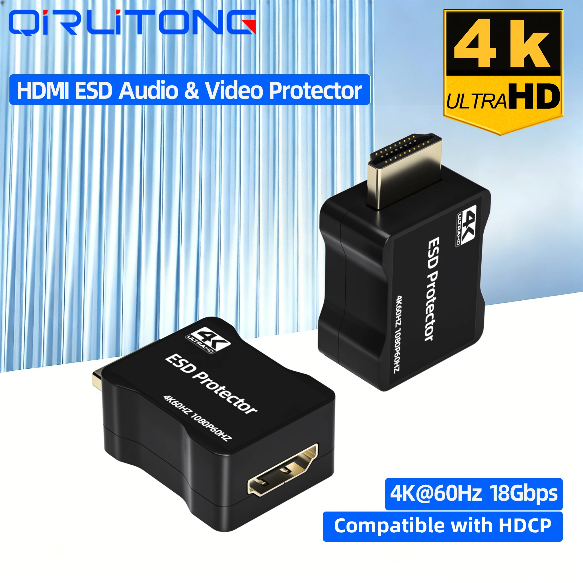 Фото Защитный адаптер аудио-видео интерфейса 4K HDMI ESD 4K60Hz 18Gbps, соответствует стандарту IEC 61000-4-2 для PS5/Xbox. №1