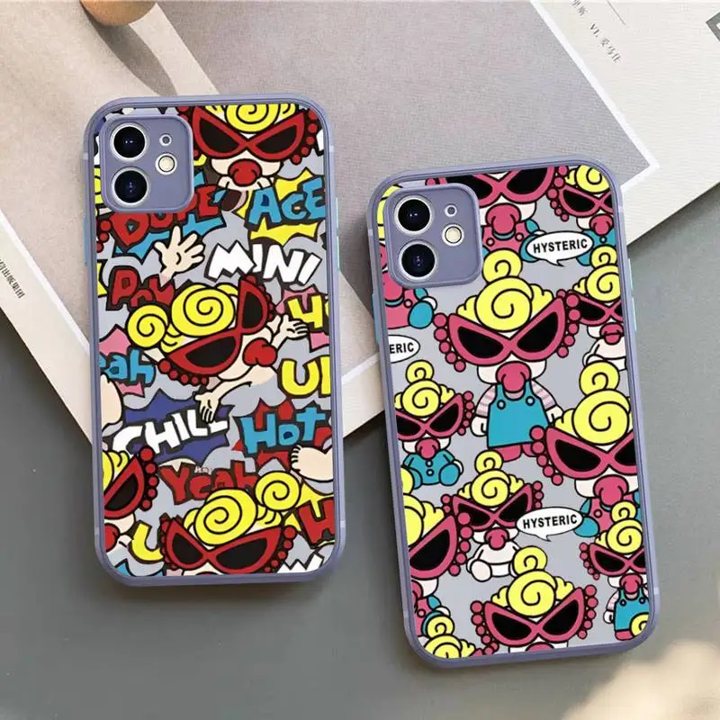 

Japan Fashion hysteric mini Phone Case for iPhone X XR XS 7 8 Plus 11 12 13 pro MAX 13mini Translucent Matte Case