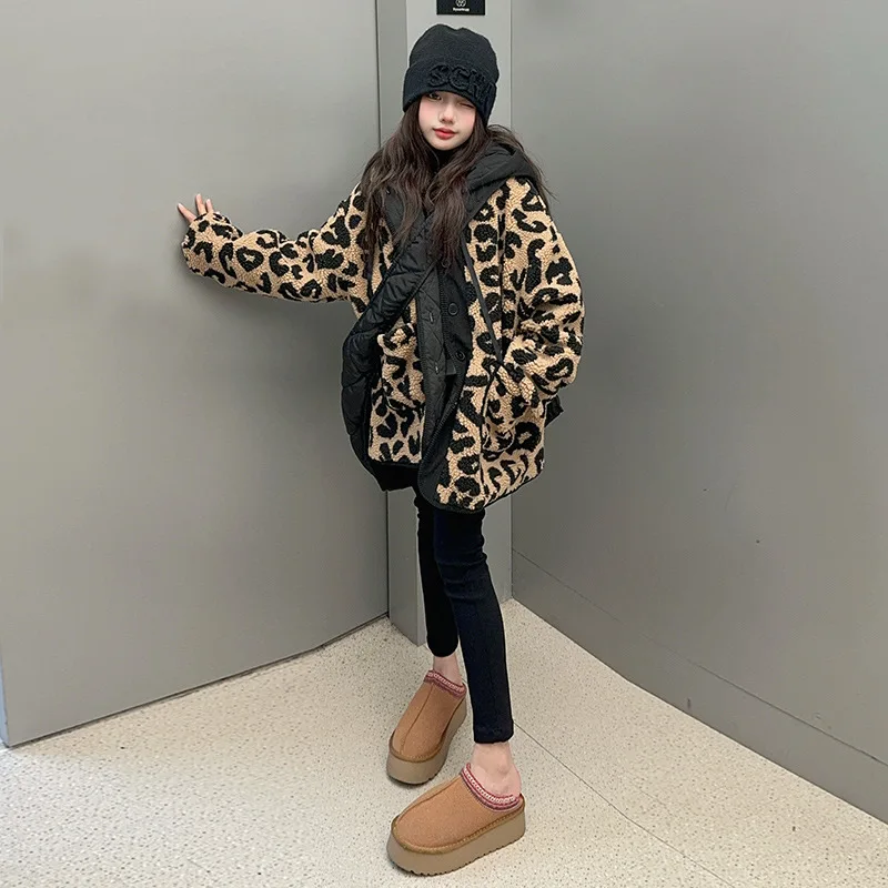 Пальто для девочек новинка 2024 зимняя детская одежда корейский стиль пальто с