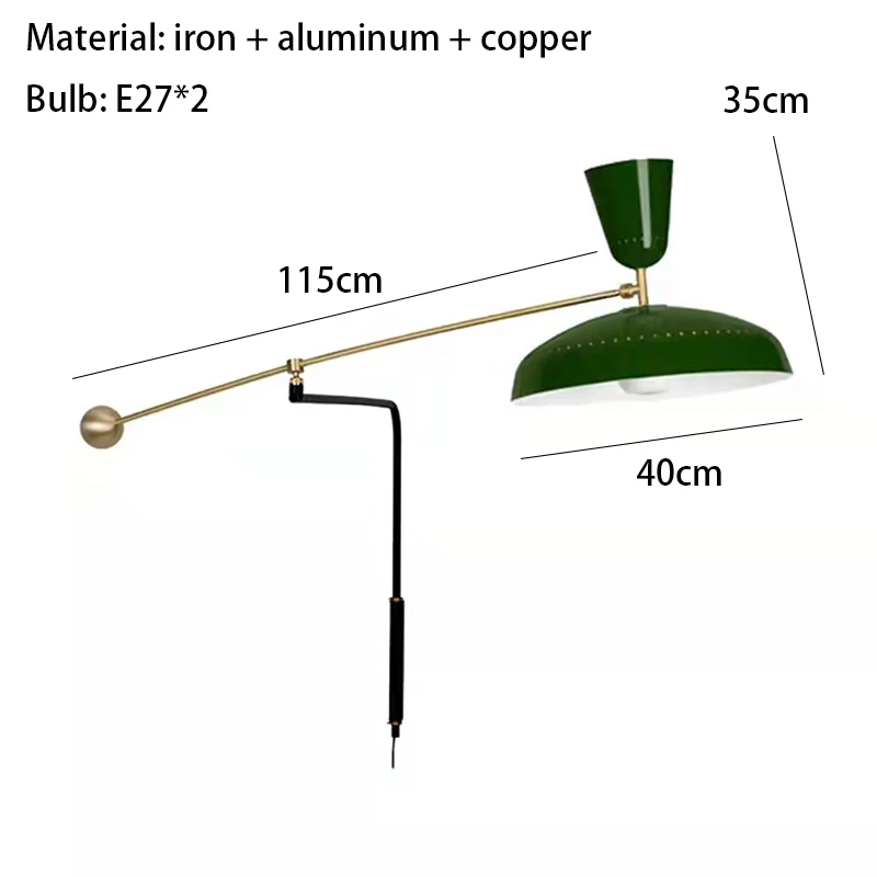 

Винтажный настенный светильник HomeLover, черный красный абажур, регулировка угла
