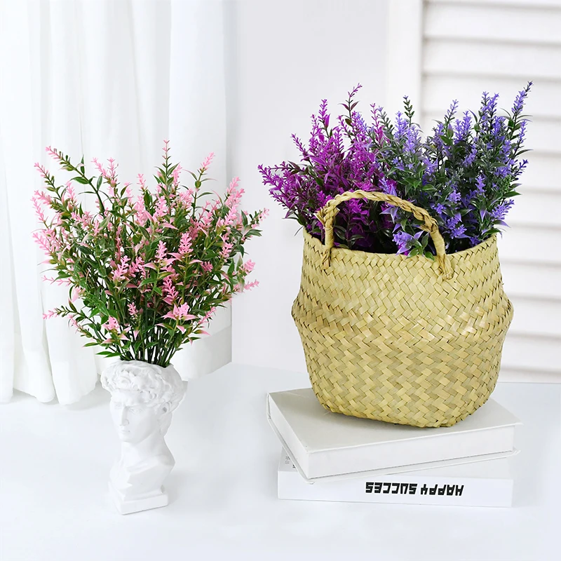 

3 Bunches Artificial Lavender Plastic Fake Flowers Simulation Plants Decor Christmas Wedding Home Garden Table Decoration